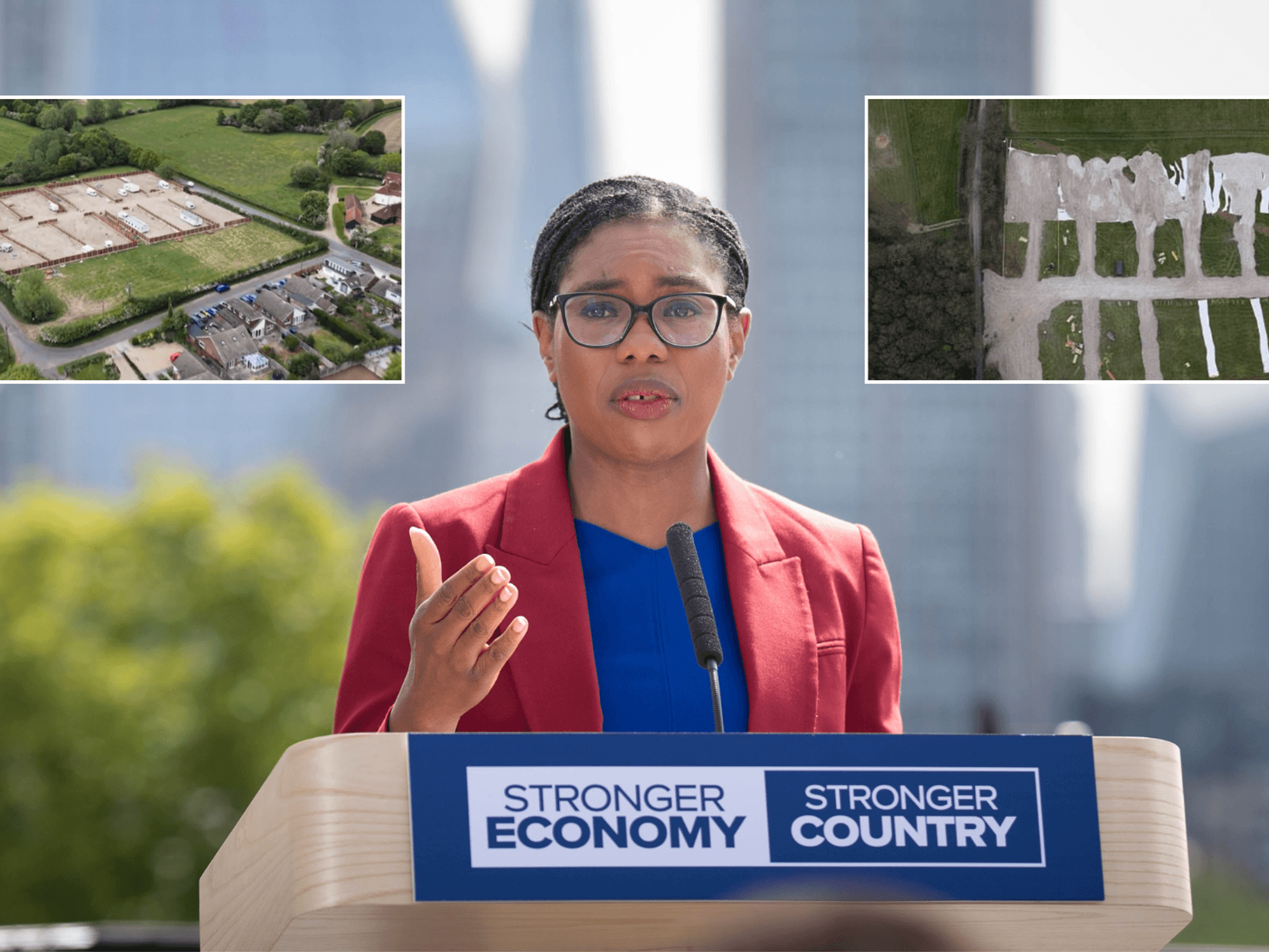 Kemi Badenoch pictured with traveller sites