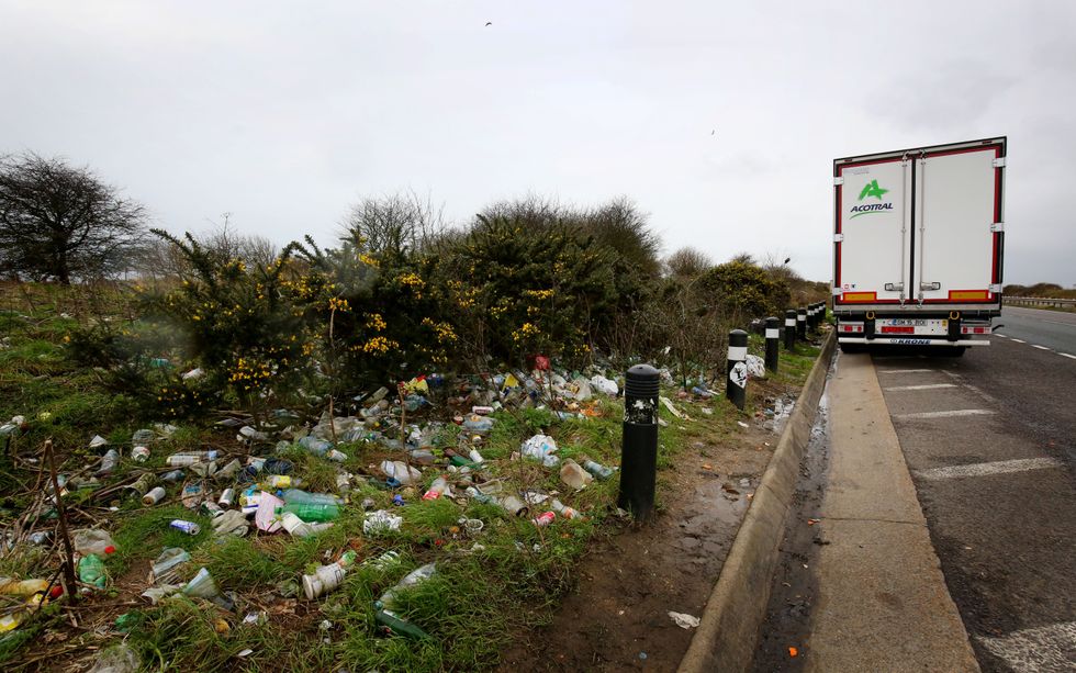 Litter on the roadside