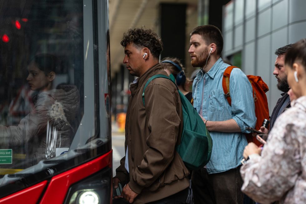 London commuters boarding bus
