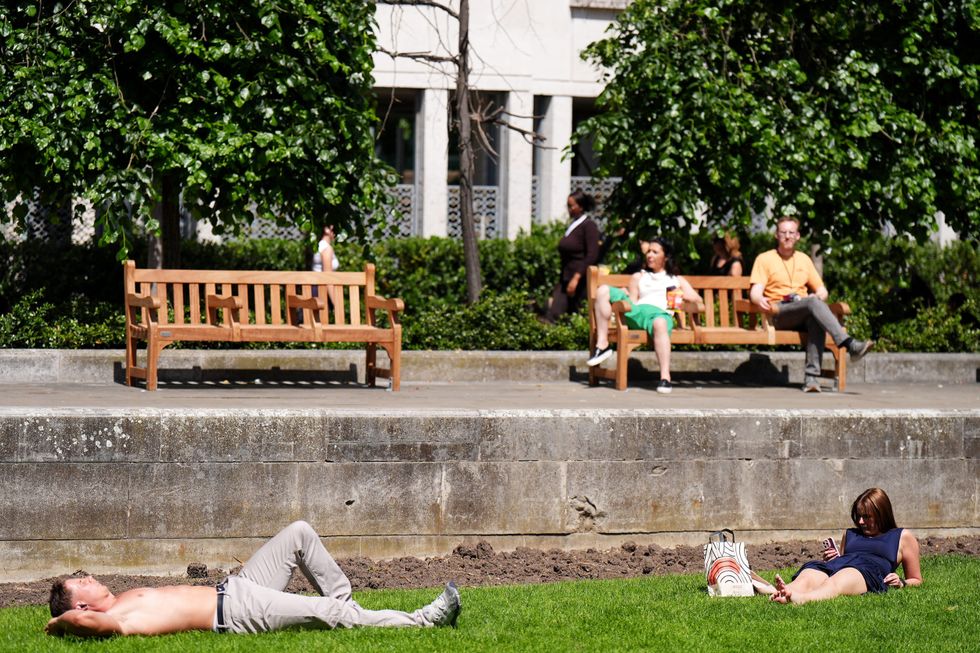 Londoners sunbathing