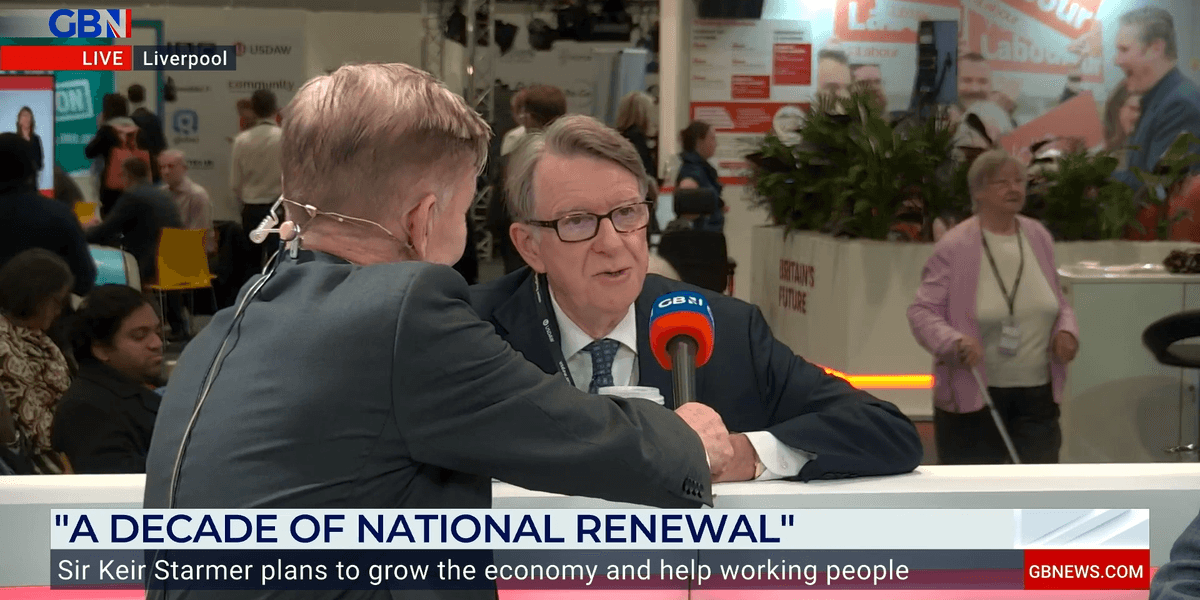 ‘Keep going!’ Lord Mandelson backs GB News as he interrupts live show