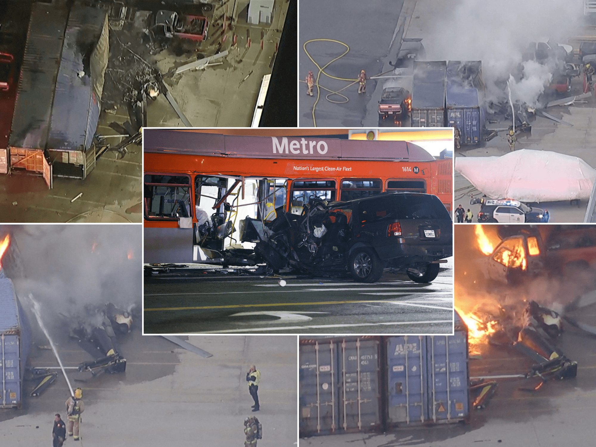 Los Angeles bus crash over four images of helicopter crash