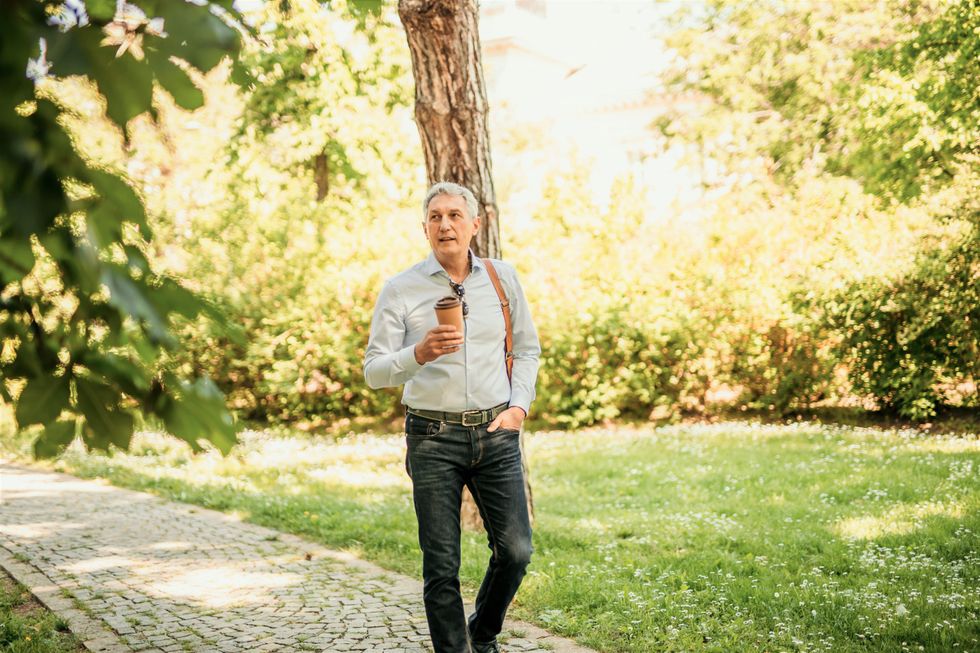 Man exercising outside