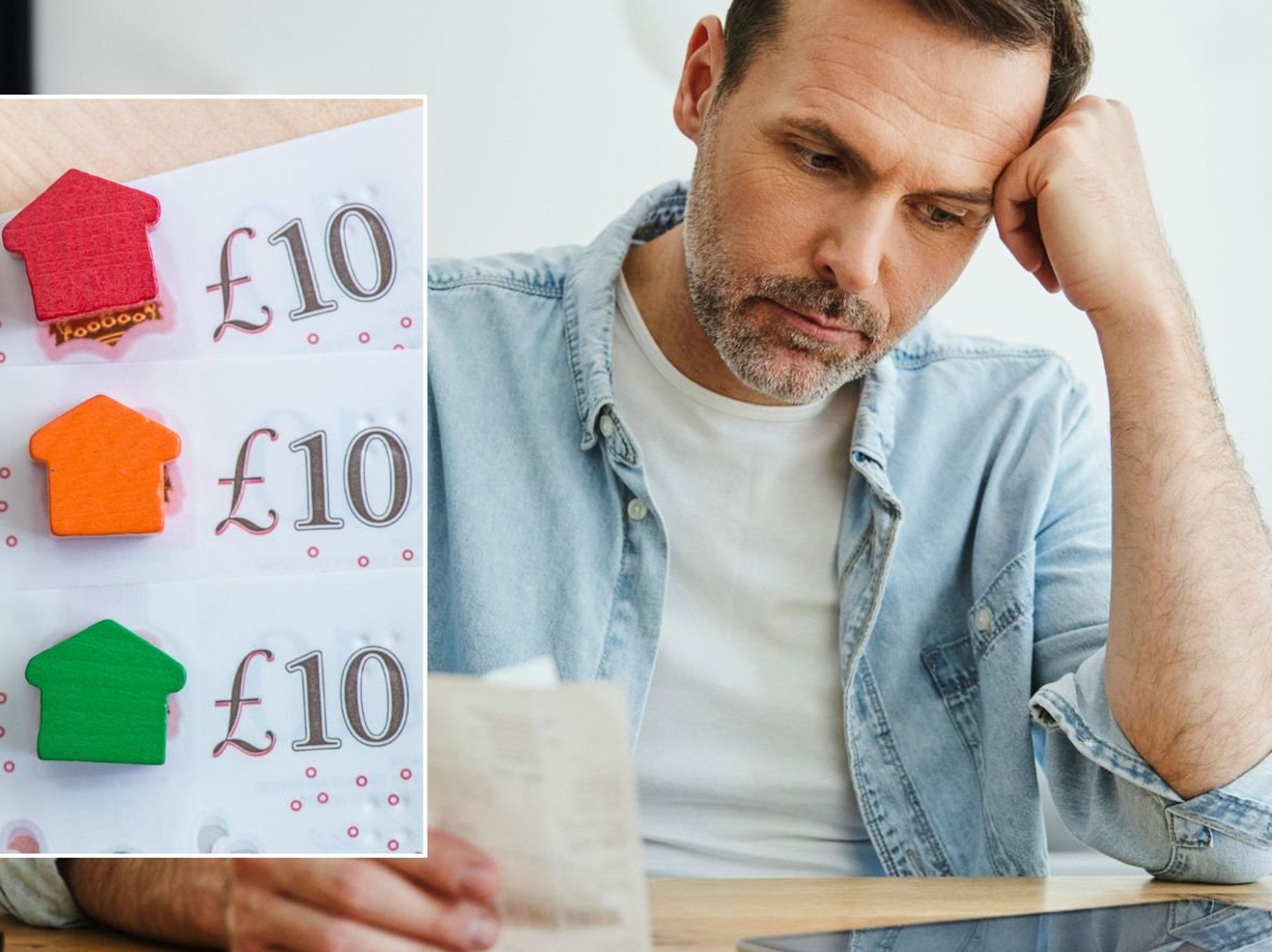 Man going over bills and mortgage costs