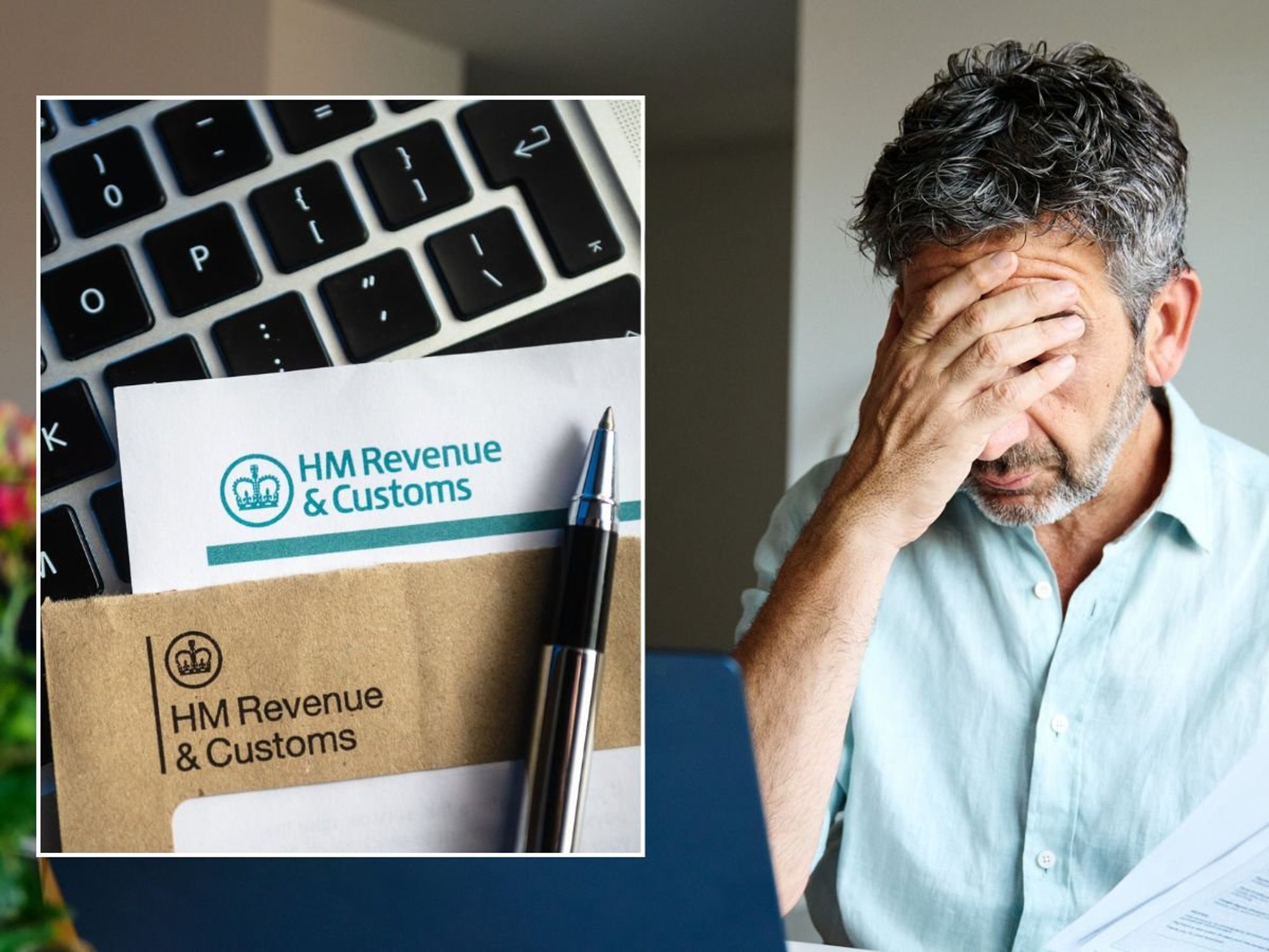 Man looking at tax bill and HMRC letter