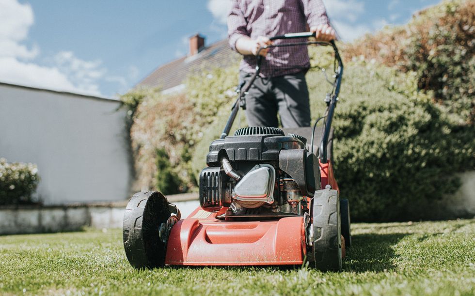 Man mowing lawn