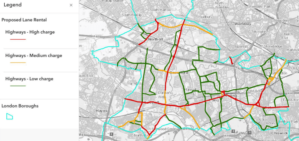 Map of new road charging proposals