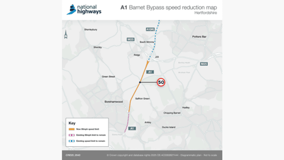 Map of the speed reductions