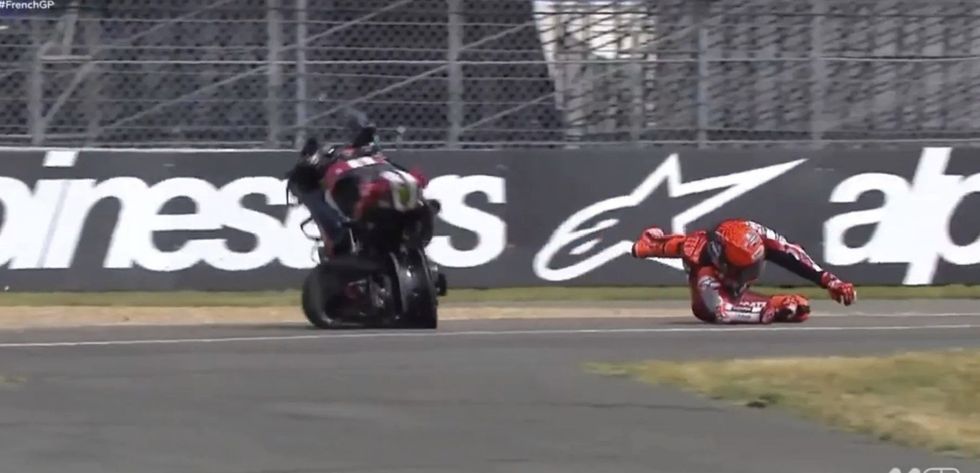 Marc Marquez has suffered a broken his foot after the crash, missing his home race next weekend