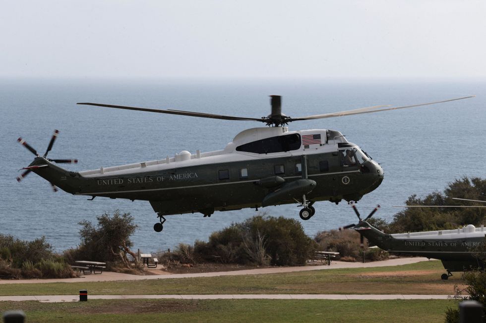 Marine One lands at Trump's National Golf Club, Los Angeles County