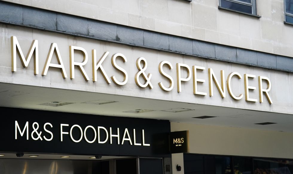 Marks and Spencer signs outside of M&S store