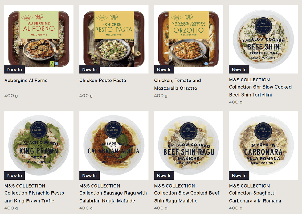 Marks & Spencer ready meal range