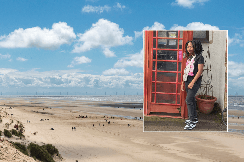 Merseyside beach and photo of Chiedza Nyanjowa