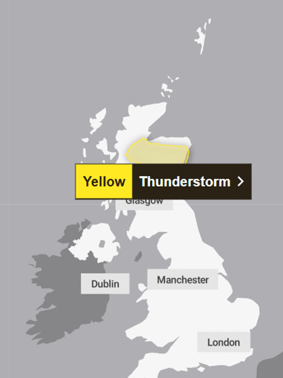 Met Office thunderstorm warning