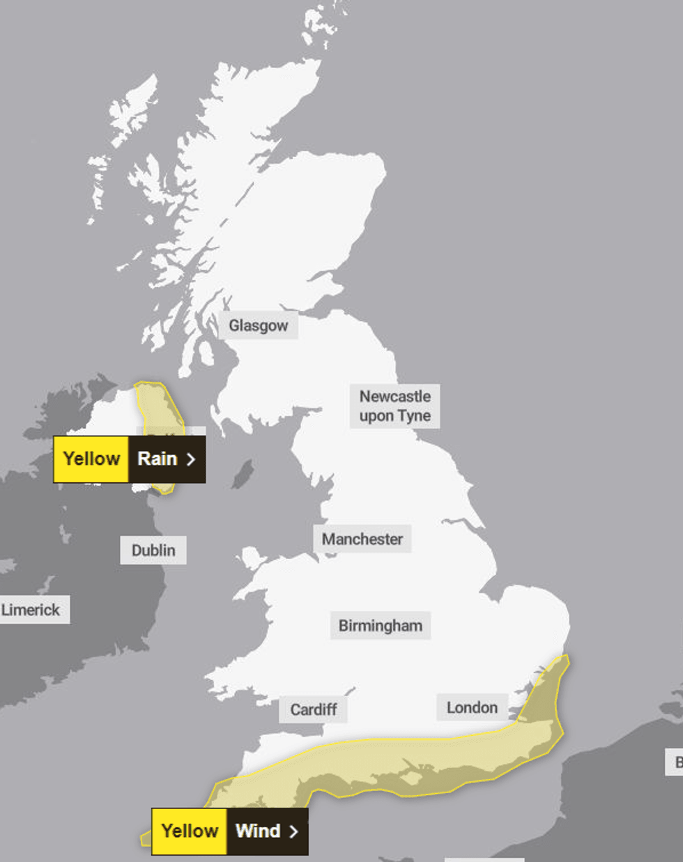 Met Office yellow weather warning