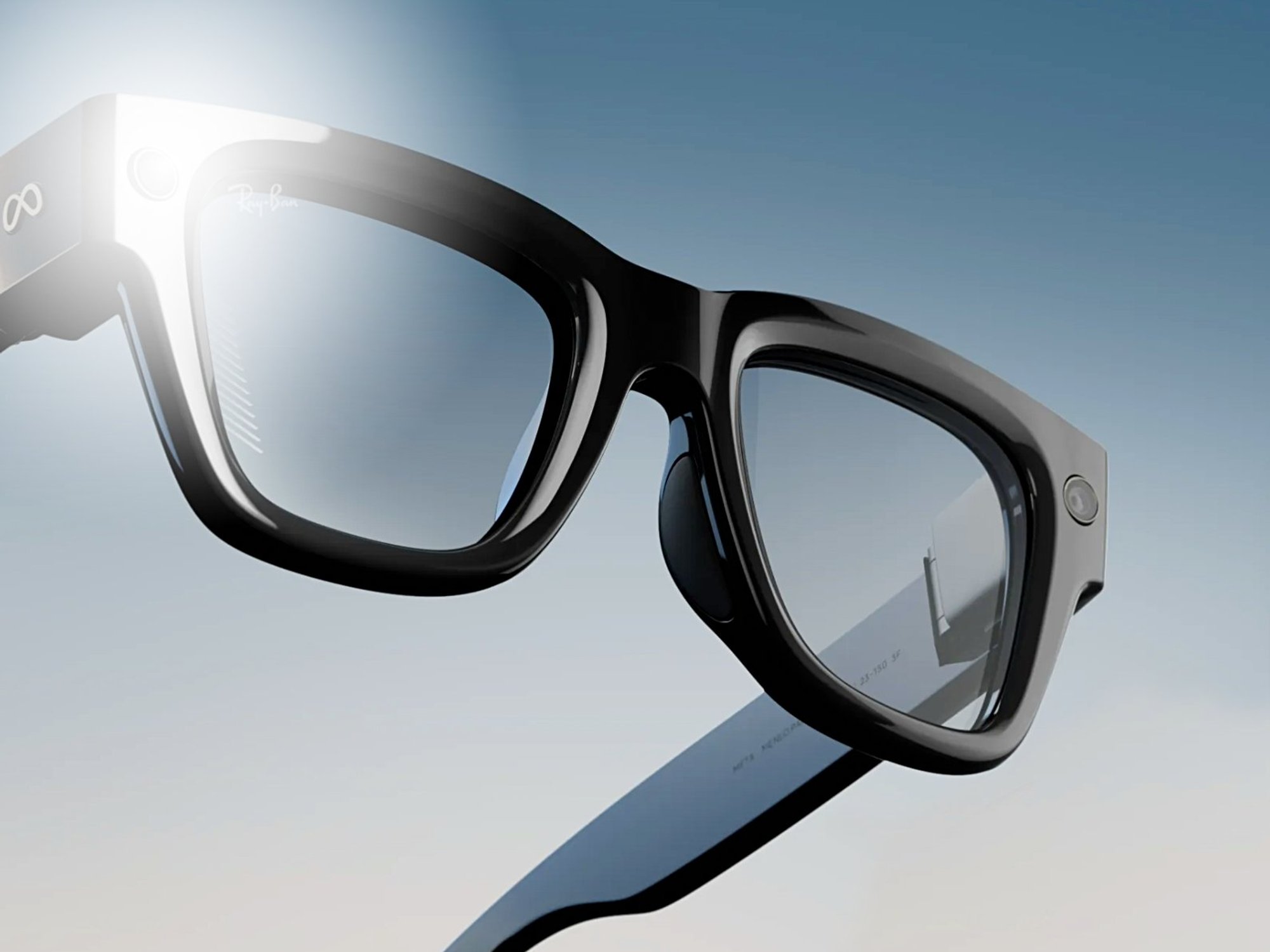 Meta Ray-Ban smart glasses with LED light on