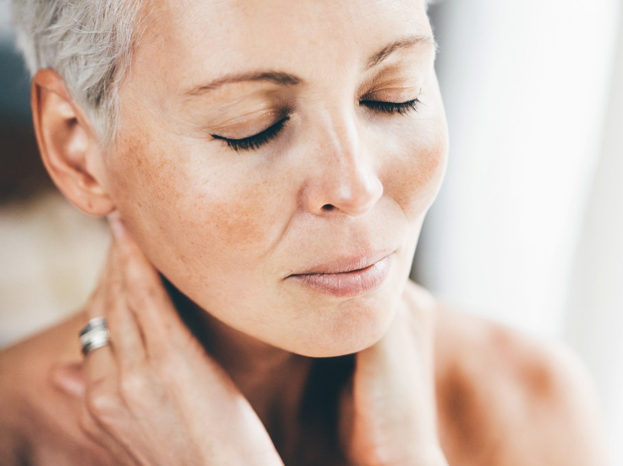 Middle-aged woman with beautiful skin