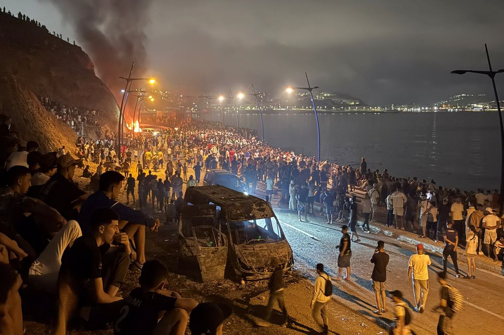 Migrants arrived in the Spanish enclave yesterday