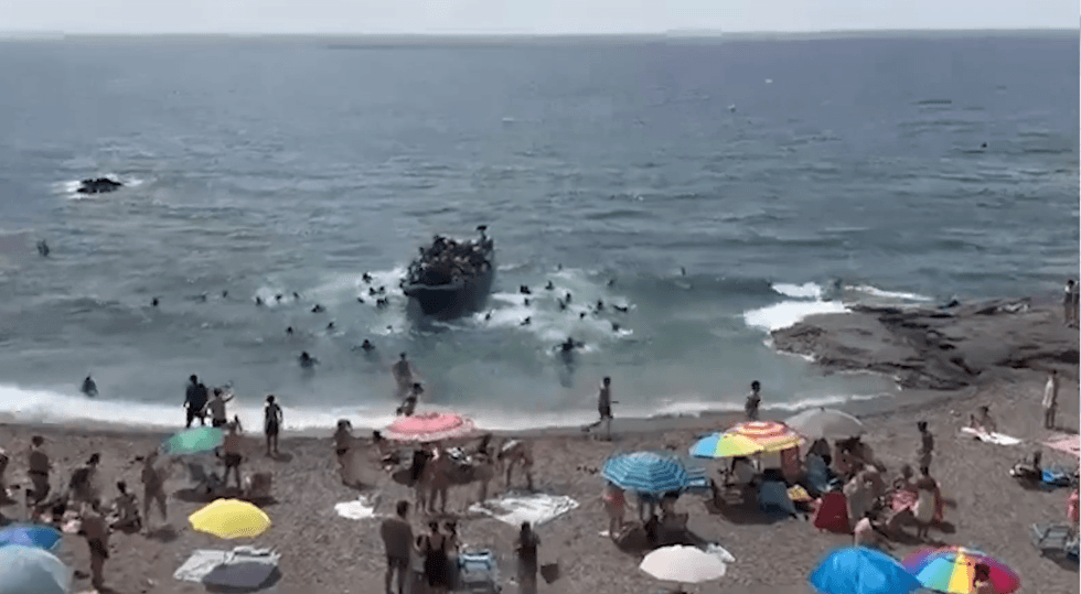 Migrants land on beach in La Manga, Spain
