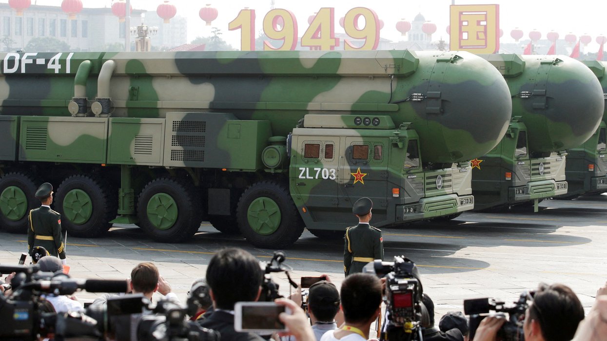 Military vehicles carrying DF-41 intercontinental ballistic missiles