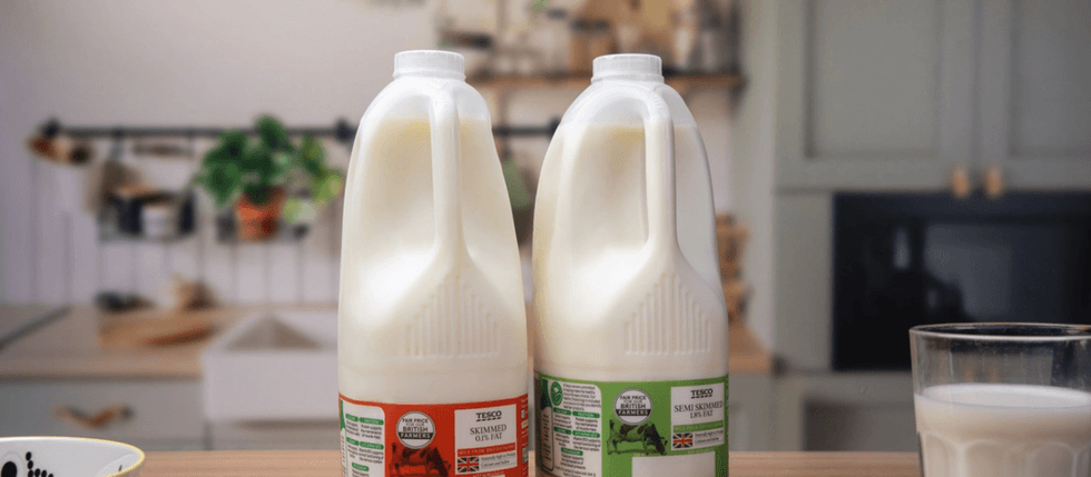 Milk cartons with clear caps