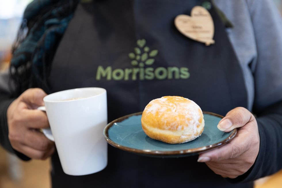 Morrisons coffee and doughnut in caf\u00e9