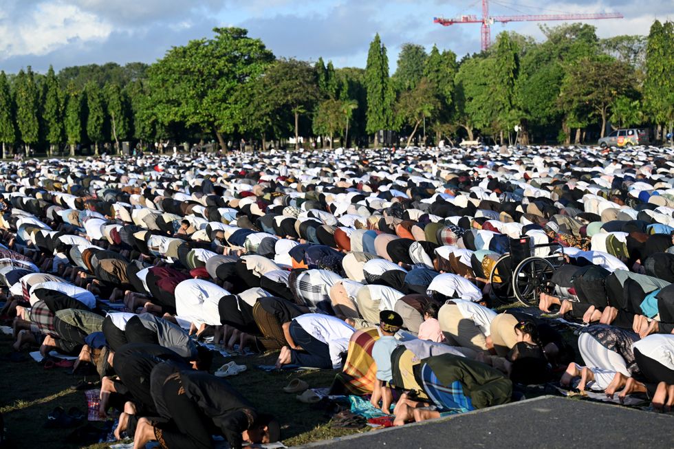 Muslims praying in public