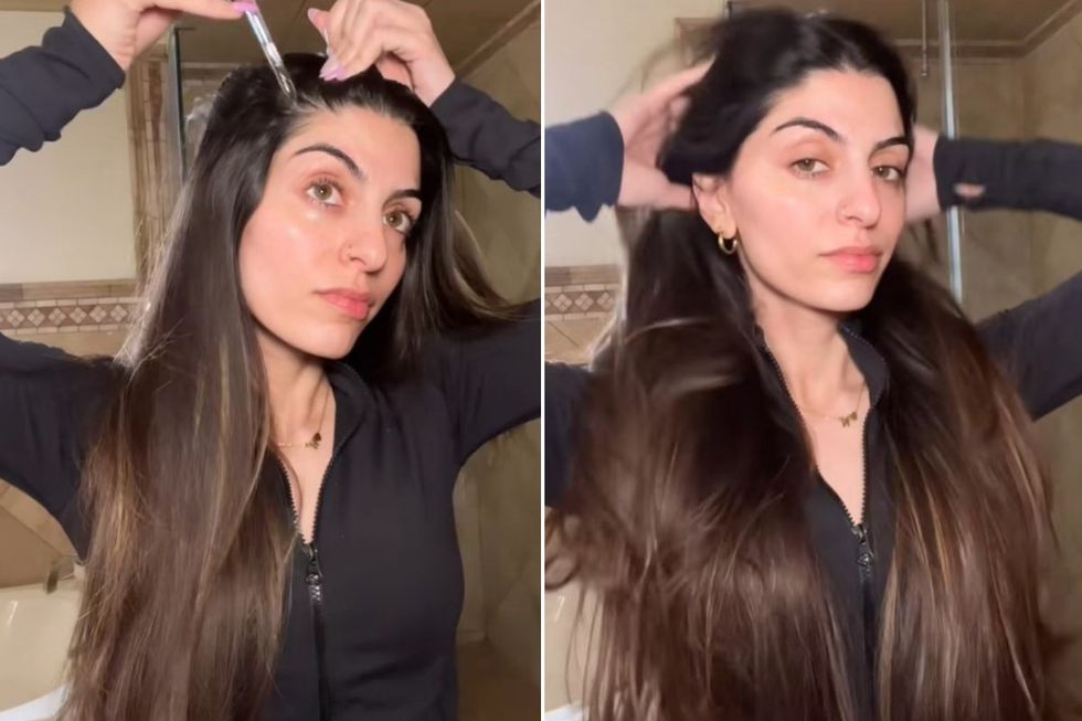 Nagina oiling hair