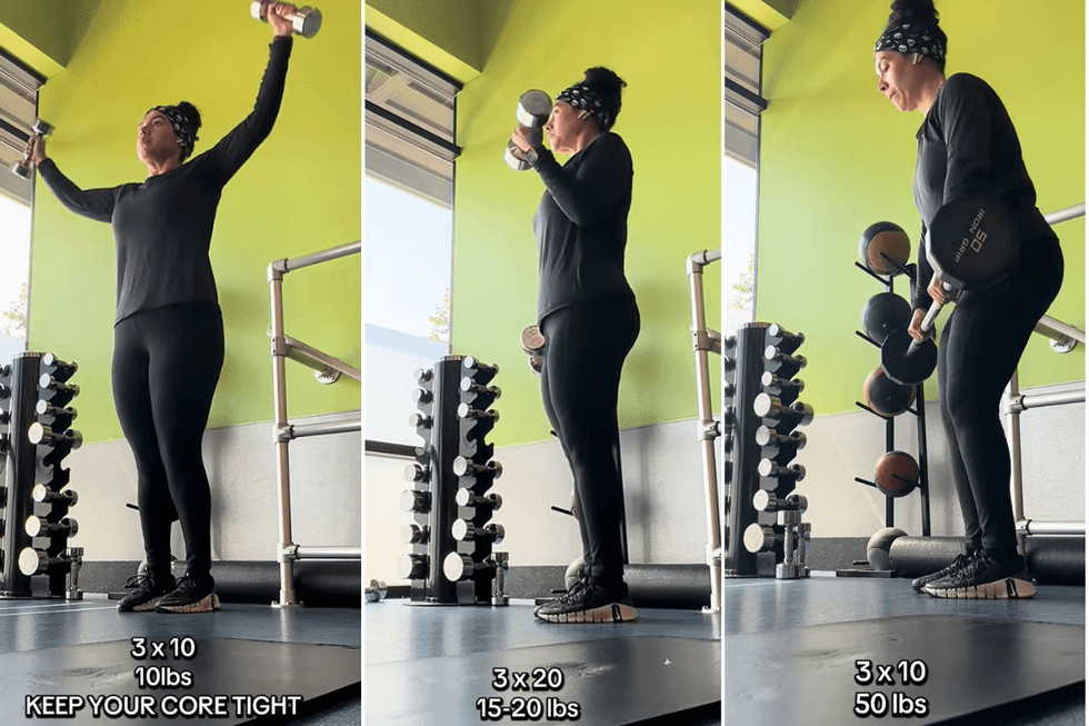 Nanda sharing her workout tips in the gym