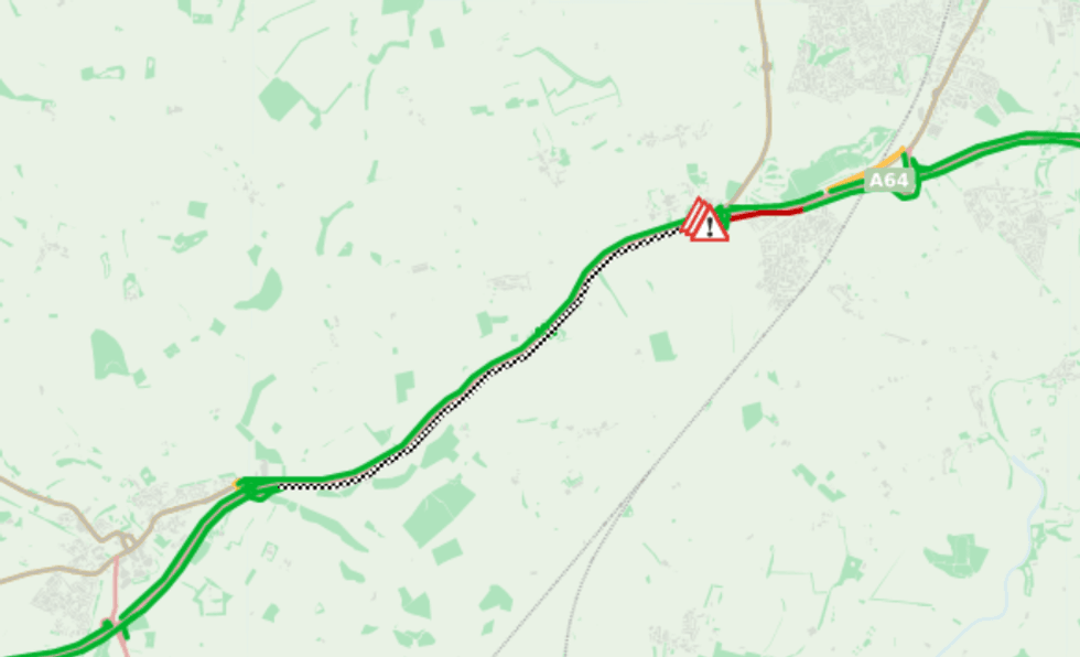 National Highways traffic map of the A64