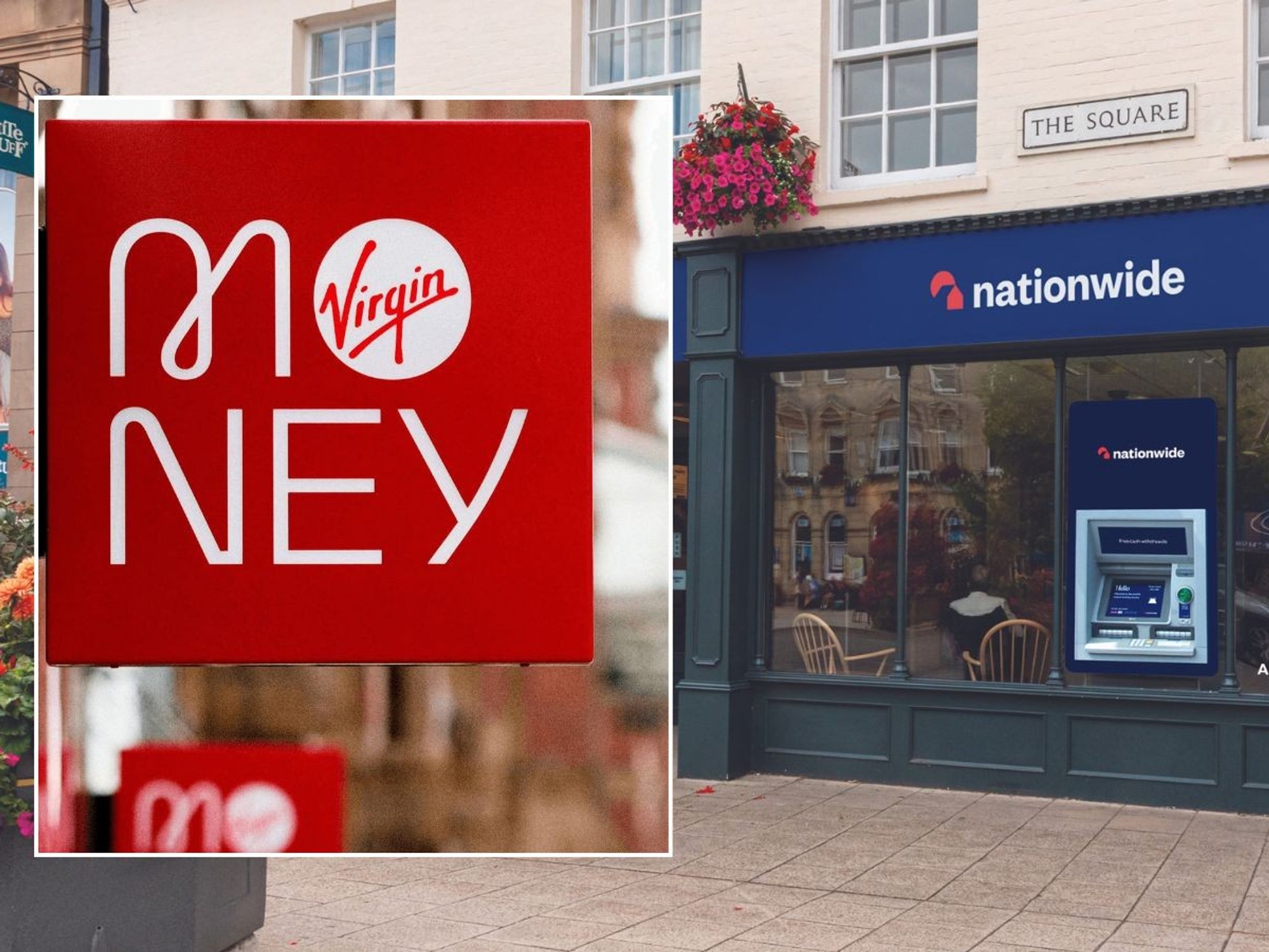 Nationwide and Virgin Money branch signs