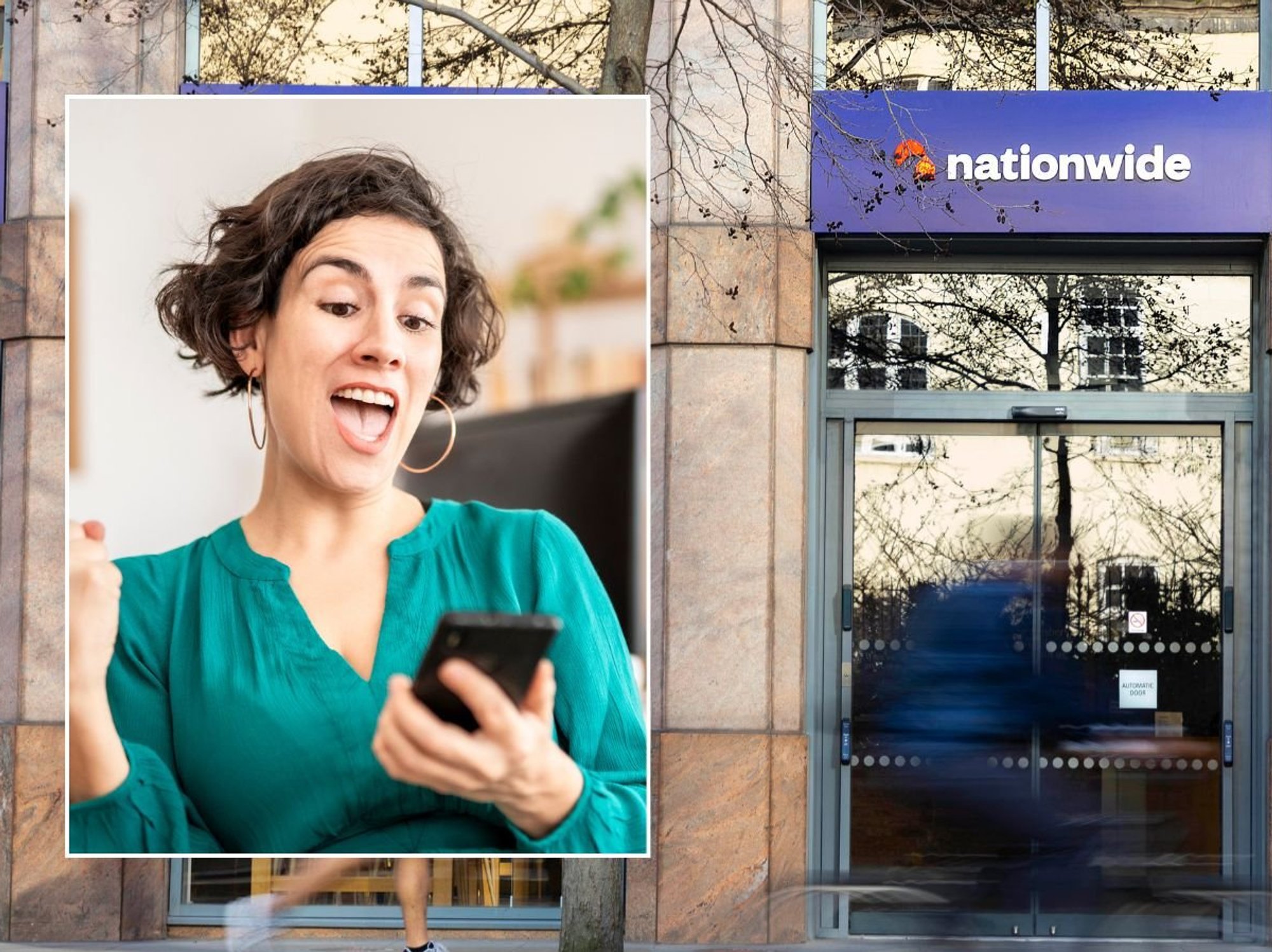 Nationwide branch and happy woman