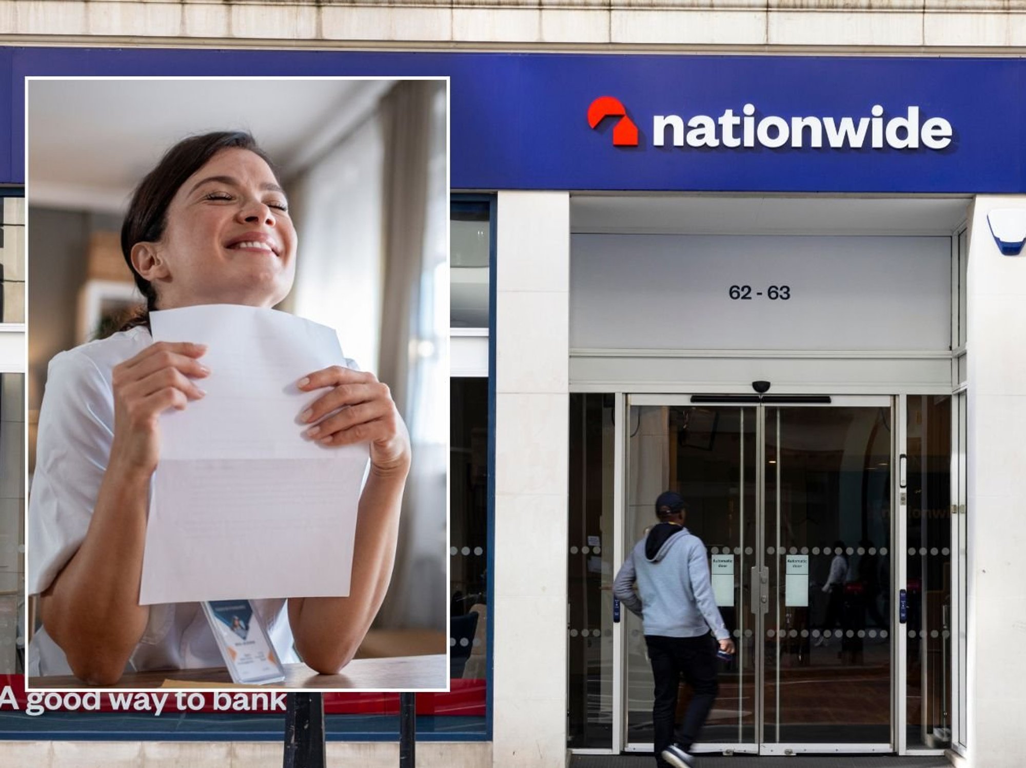 Nationwide Building Society and woman looking at letter