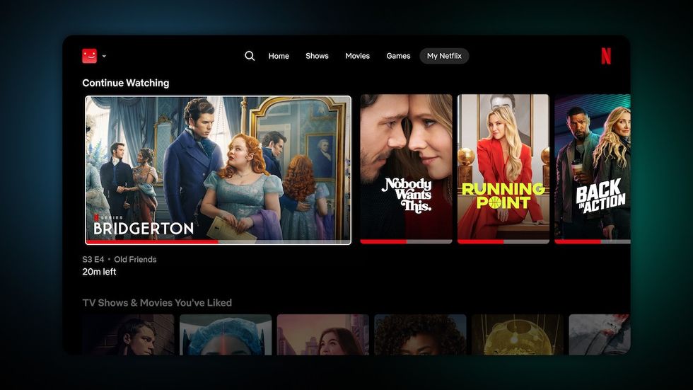 Netflix displayed on TV