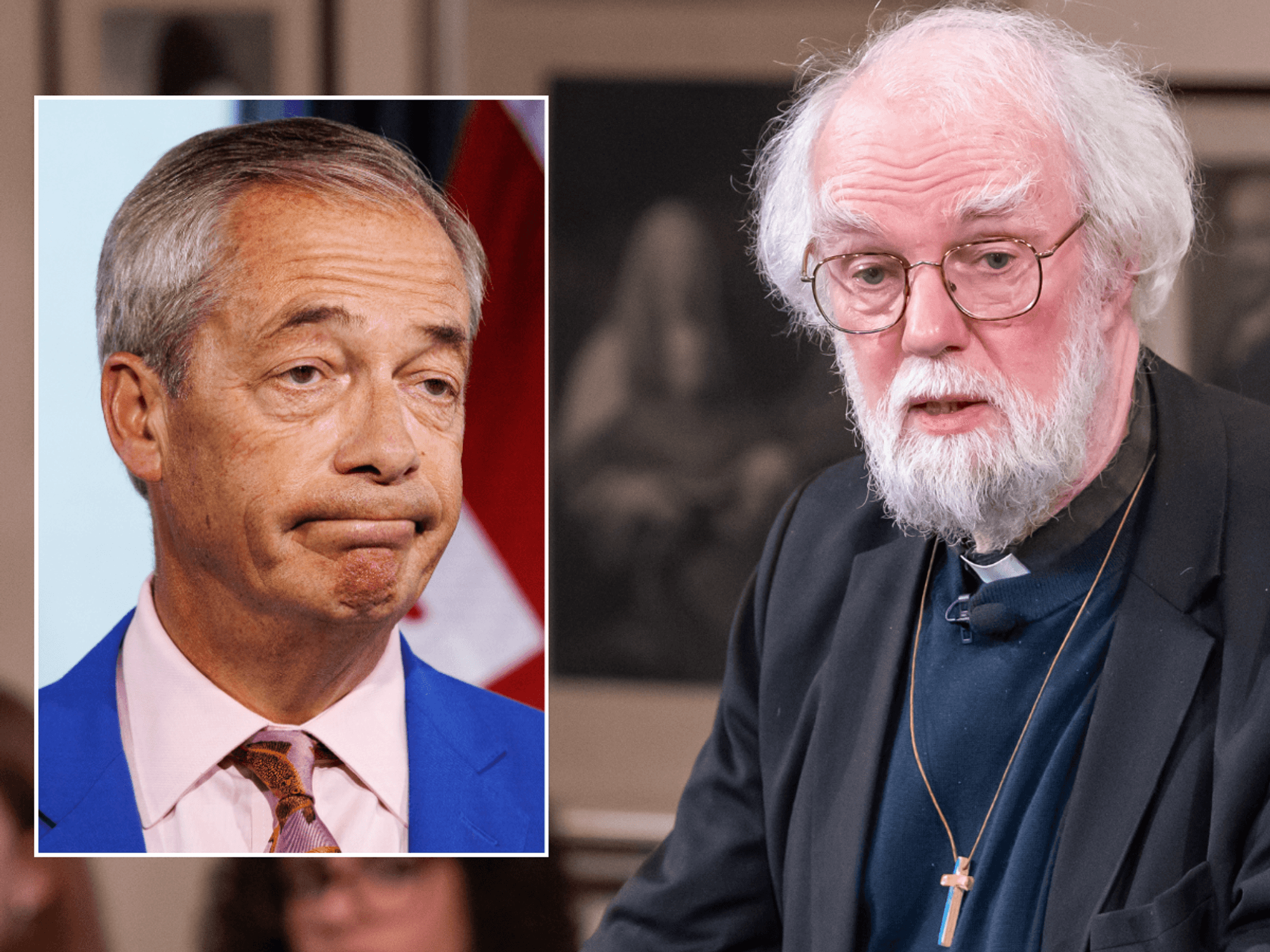 Nigel Farage and Rowan Williams