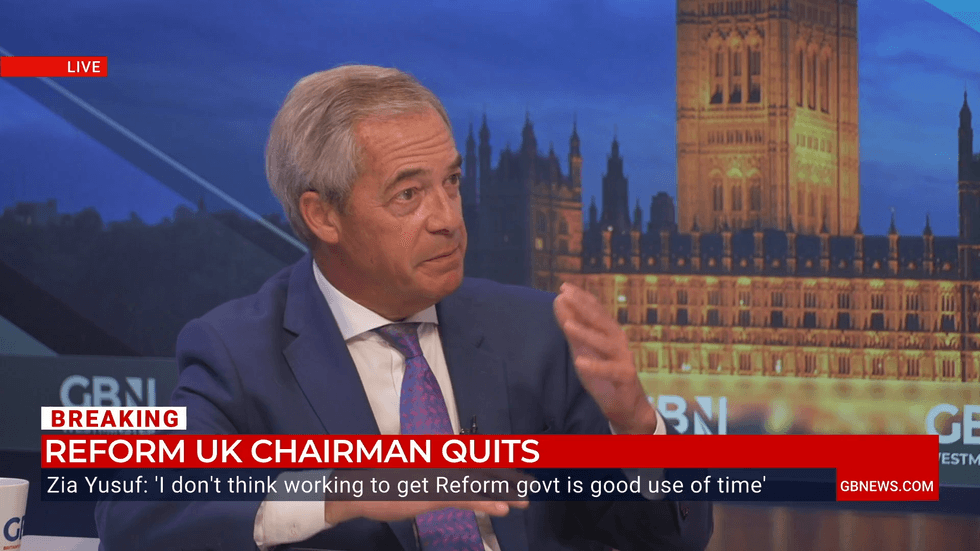 Nigel Farage appeared on GB News shortly after Yusuf announced his resignation on Thursday