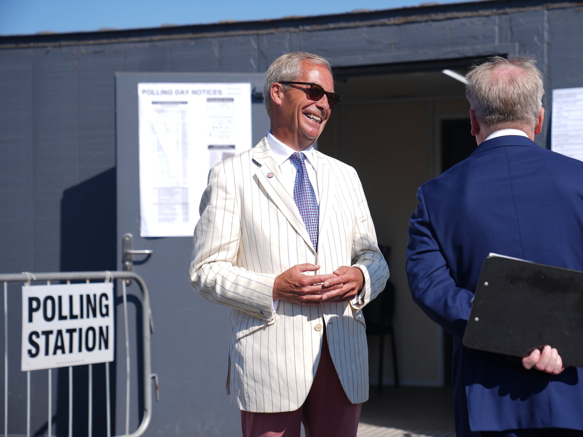 Nigel Farage at Clacton polling station
