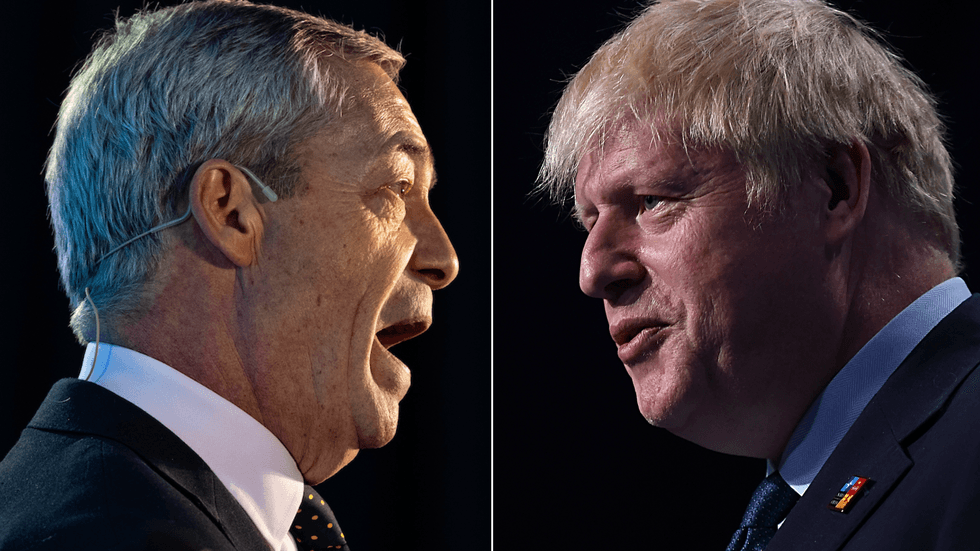 Nigel Farage (left), Boris Johnson (right)