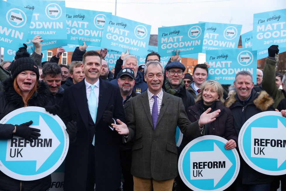 Nigel Farage, Matt Goodwin at Gorton and Denton