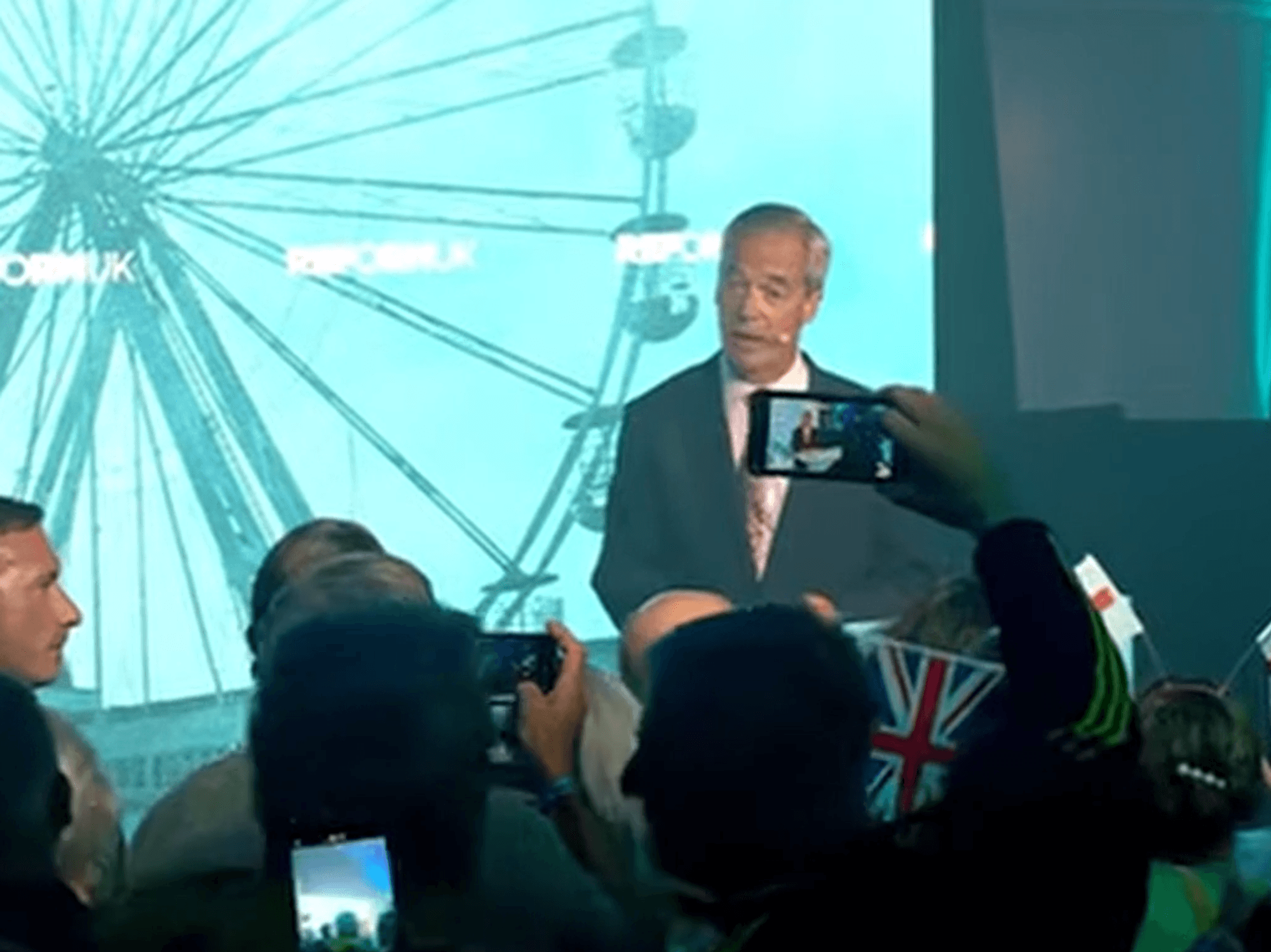 Nigel Farage speaking ahead of the declaration in Clacton