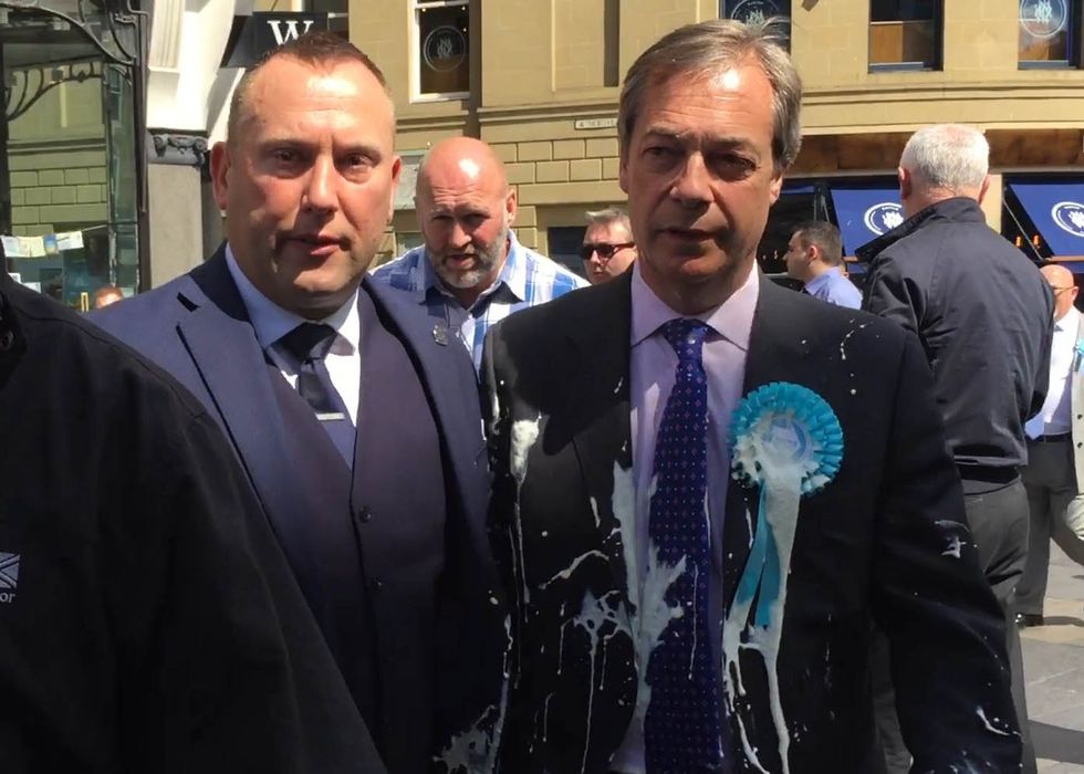 Nigel Farage was targeted in a milkshake attack in Newcastle in 2019