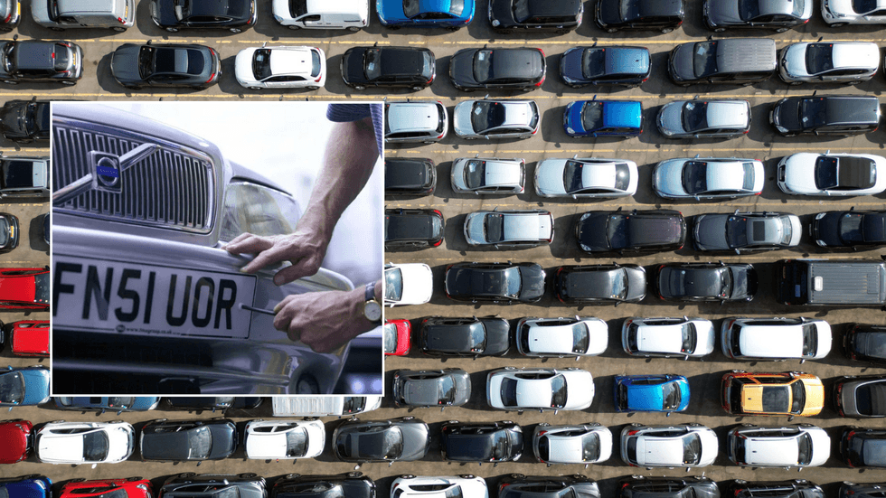 Number plate and parked cars