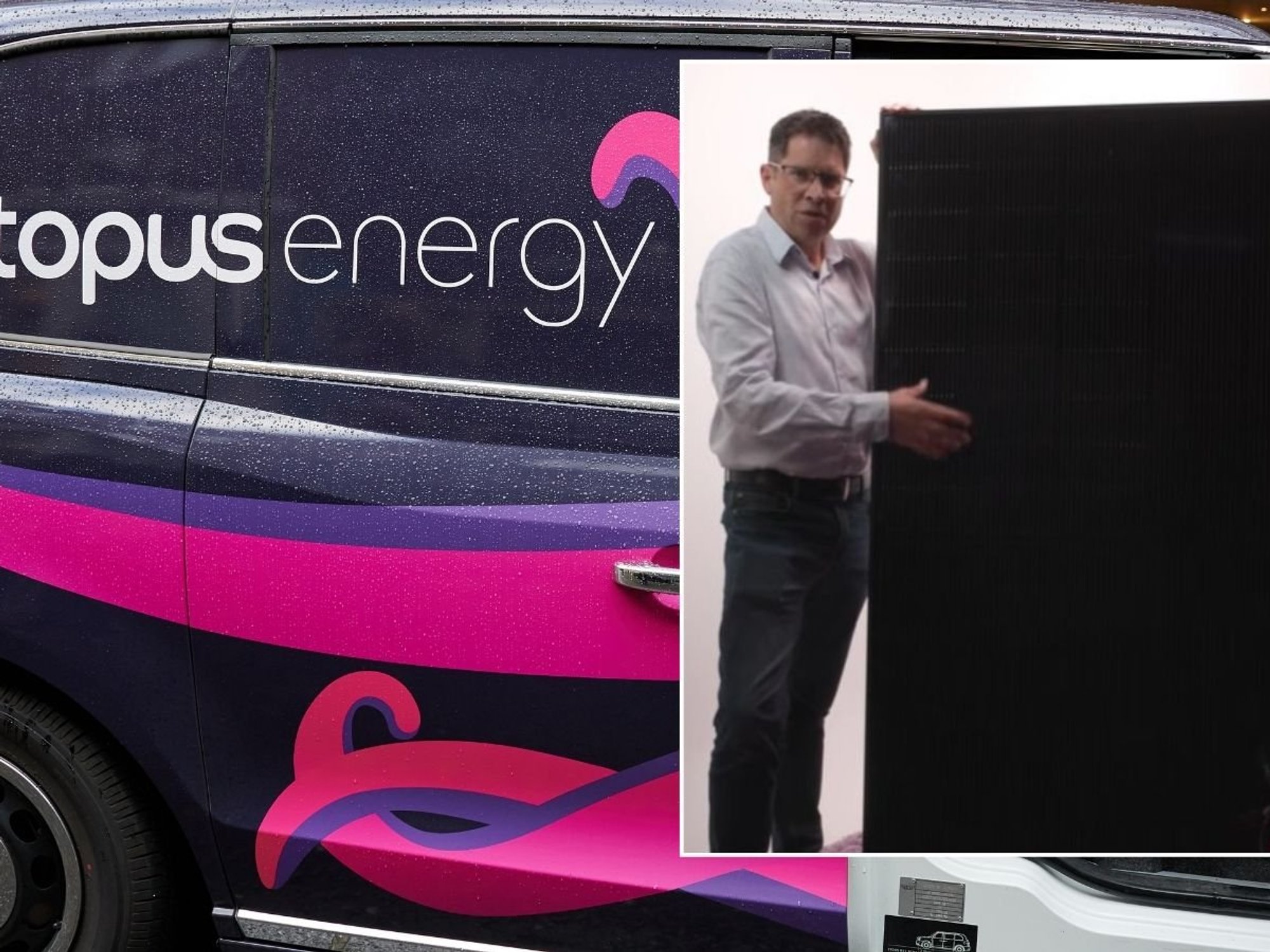 Octopus Energy van and one of the supplier's plug-in solar panels
