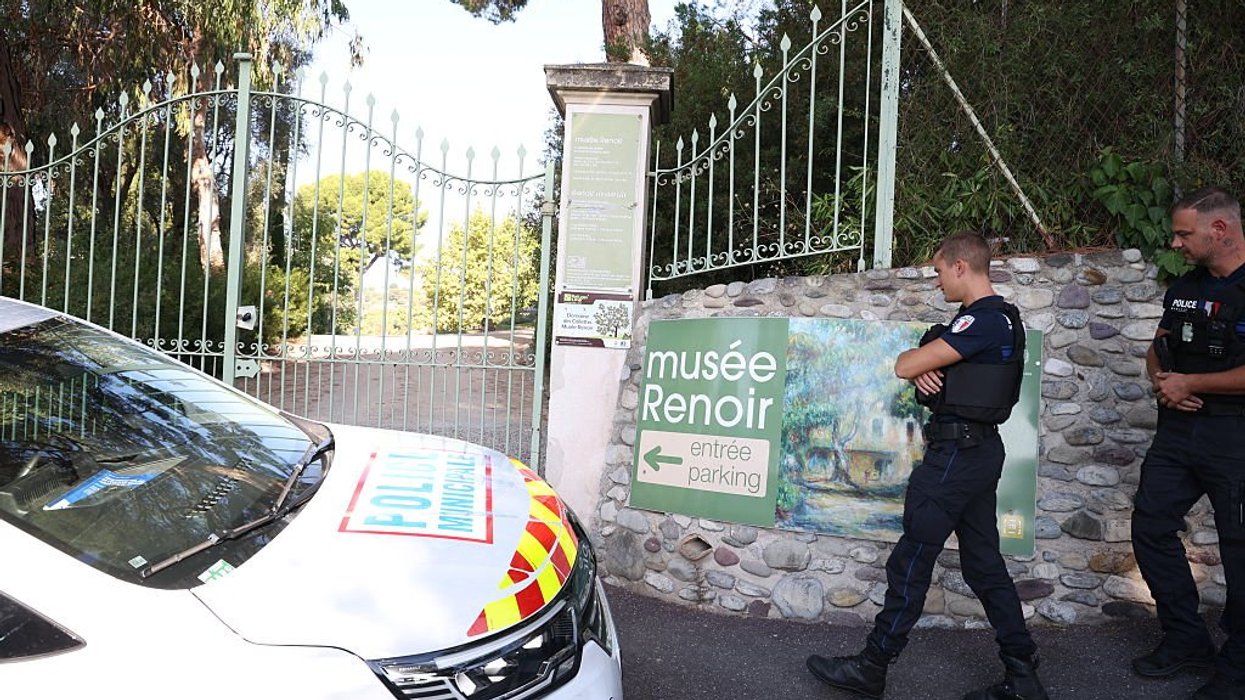 Officers outside the Renoir Museum in southern France