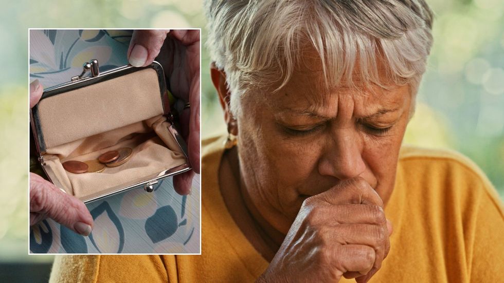 Older woman and empty purse