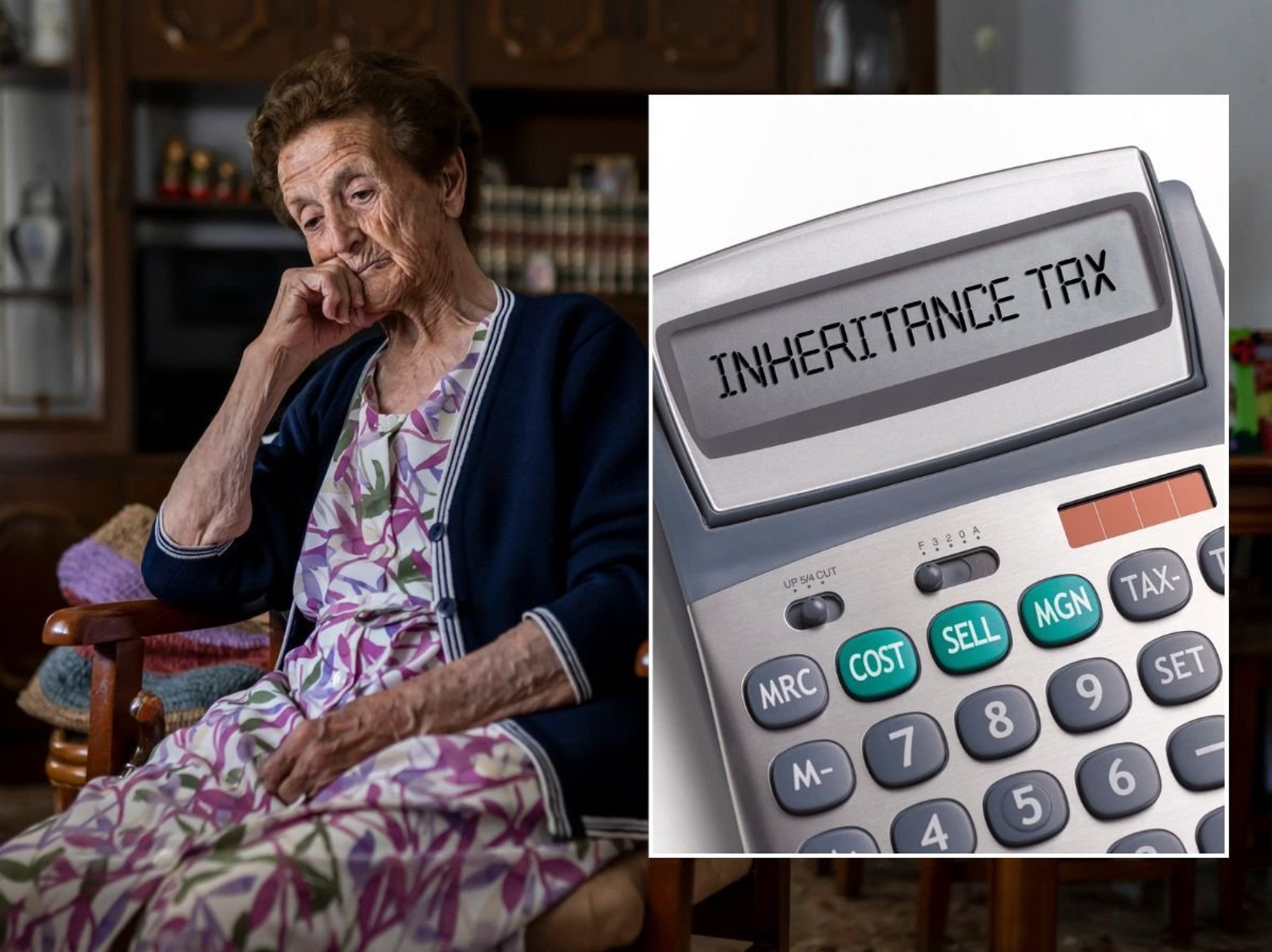 Older woman and inheritance tax written on calcualtor