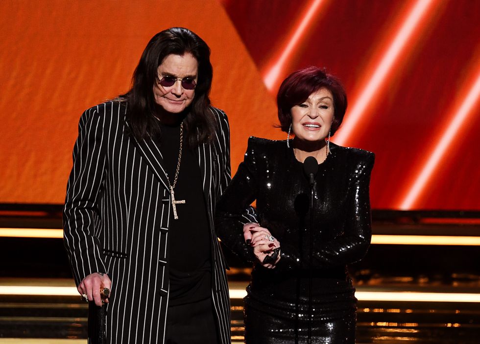Ozzy and Sharon Osbourne on stage