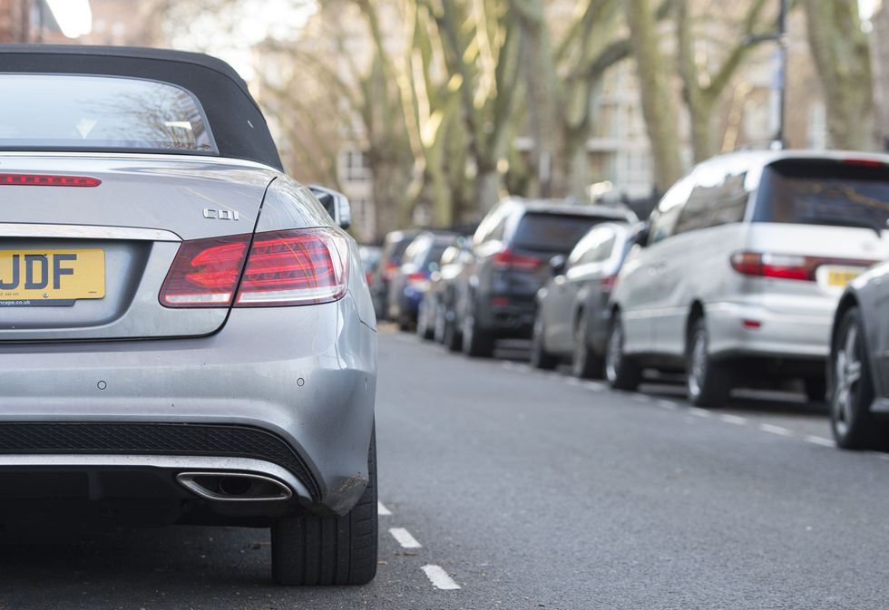 Parked cars on road