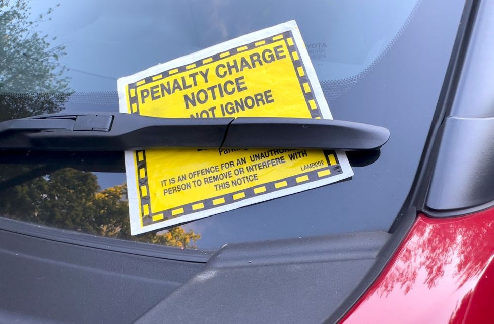 Parking fine on car