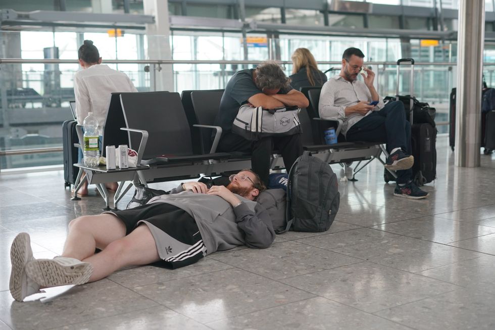 Passengers at Heathrow Airport as disruption from air traffic control issues continues across the UK and Ireland
